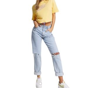 Nike Icon Clash semi cropped graphic top topaz yellow drawstring waist XS